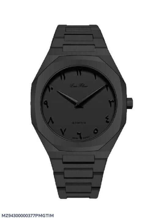 Minimalist Black Steel Watch For Men
